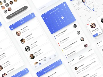 Chat UI- BLUE app，typesetting，clean color，blue