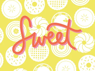 Sweet cake donut doughnut flat food illustration lettering pie vector