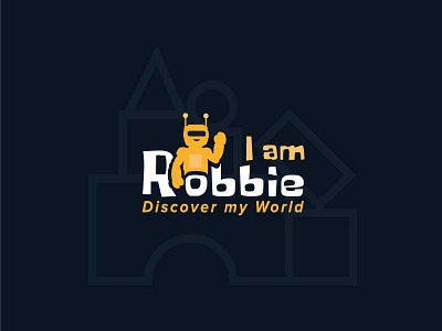 Logo for robotics lab branding education kids logo program yellow