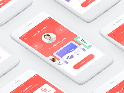 Hello Dribbble! ✌️ app application materialdesign mobile mobile app portfolio profile red ui ux webdesign