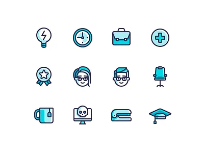 Office Icons character color icons line office
