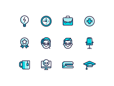 Office Icons character color icons line office