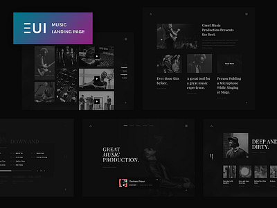 EUI Free Music Landing Page PSD freebie gumroad landing page music ui ui design ui kit uiux ux web web design