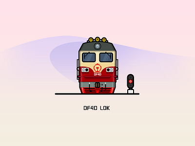 DF4D illustration locomotive rail railway red train yellow