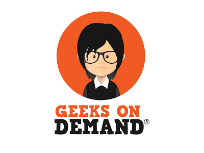 Geeks on Demand Logo design flat geek glass logo