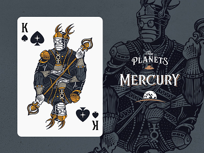 Mercury / King of Spades crown fantasy illustration king planet playing cards spade