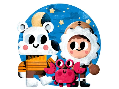 Friends animals art bear book cold friends illustration illustrator kidslit moon toddler vector