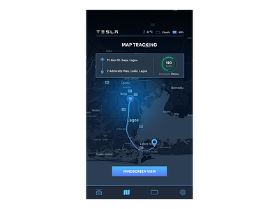 Tesla Car App Concept app automobile car dribbble elonmusk ios map tesla ui uidesign ux
