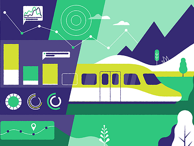 Train data flat design graph illustration interface landscape patswerk train vector