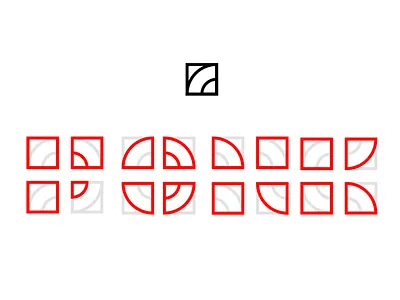 Deconstruction logo modular mosaic pattern pieces