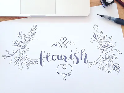Handletteringpractice another shot florals flourish handlettering
