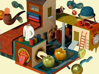 Auto Taylor 3d c4d cg cinema4d fashion isometric magritte miniature octane