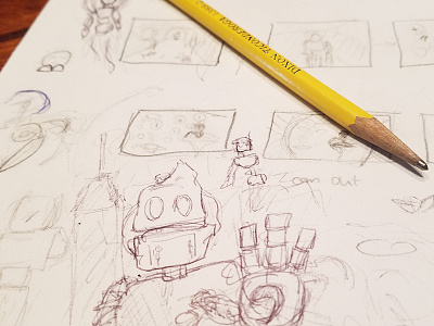 Storyboard Draft draft idea monster paper pencil. drawing sketch storyboard