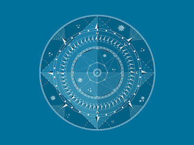 Lined Mandala blue circle details lines mandala map shapes star stars vector