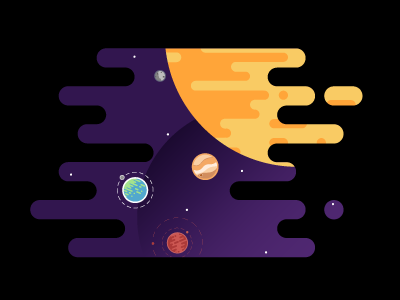 Solar System dark colors earth flat design galaxy illustration mars mercury planets solar system space vanilla design venus