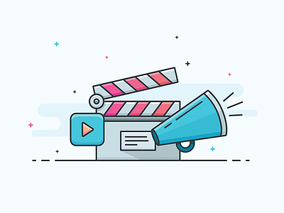 Illustration - Movie clapperboard film icon illustration movie outline play vector video