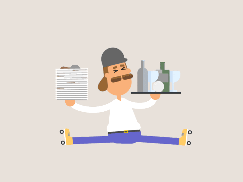 Catapult — Waiter branding character illustration motion