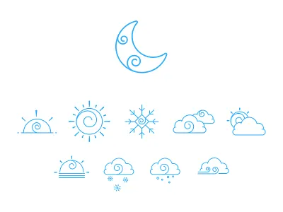 Weather Icons blue cloud icons moon ui ux weather