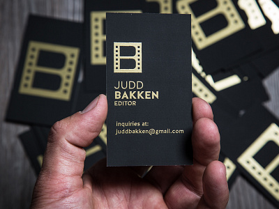 Judd Bakken Editor Business Cards black branding business cards gold gold foil identity logo