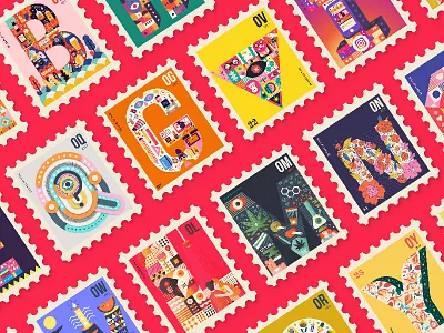 36daysoftype 2017 36daysoftype flat illustration letters stamp