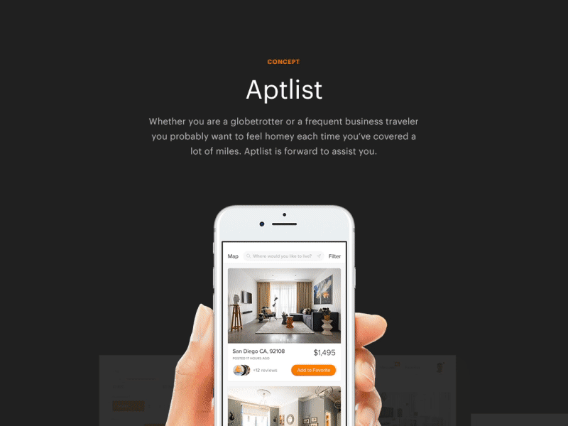 Aptlist | Behance Case Study airbnb apartment app eleken flat ios landing page mobile rent ui ux web