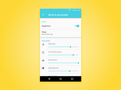 Daily UI - 007 Settings 007 colors dailyui interface material design mobile settings sketch