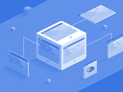 Azure Virtual Machines azure blue cloud computing geometric illustration isometric machine virtual