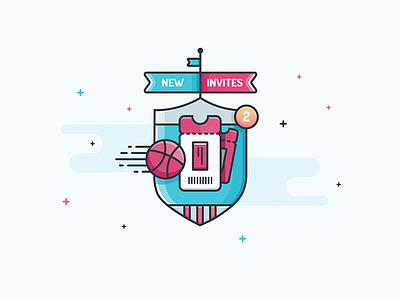 Illustration - Dribbble Invites ball draft dribbble flag illustrations invitations invites shield tickets