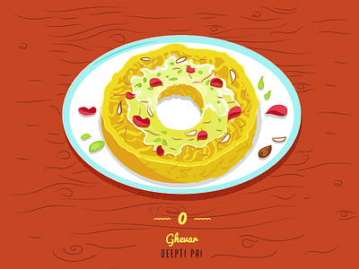 0 ~ Ghevar. 36day 0 @36daysoftype adobe amithaiaday designmilk designspiration food graphicdesigncentral heritage illustration india theydrawandcook