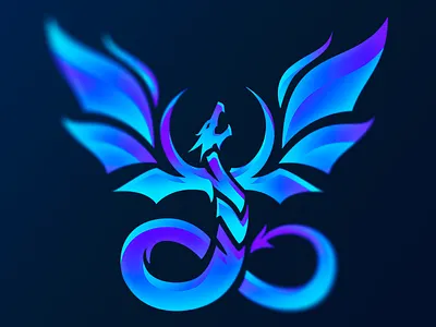 Infinity Dragon Logo blue clean dragon fantasy fiery ice illustration infinity mascot roar serpent wings