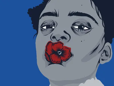 Poppy girl blue face flower illustration model photoshop poppy