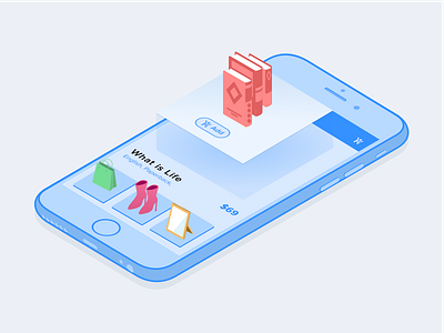 Ecommerce iOS App illustration isometric line line art modern product sale ui