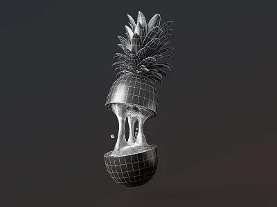 Sliced Pineapple 3d 3ds cg edges illustration juice max pineapple rendering splash vray