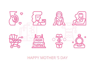 Happy Mother's Day icons set baby day family happy infant love mom mother newborn