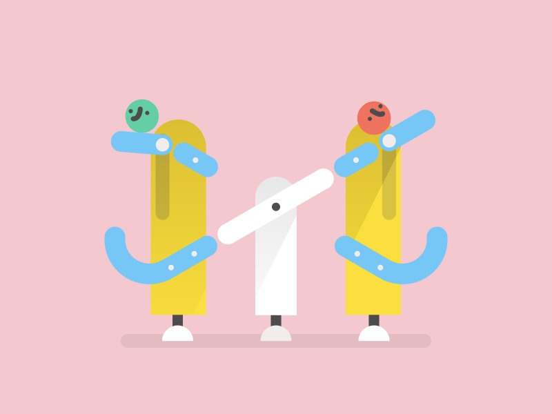 Silly robots No.32 2d character flat loop robot vector