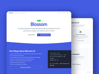 Blossom Landing Page blossom blossom ui branding design design framework landing page page