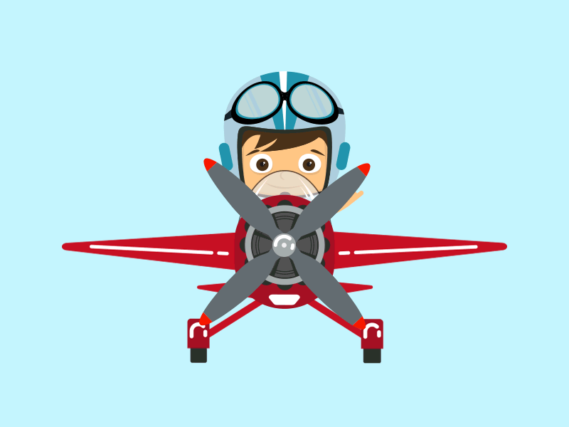 Little "Red Baron" flying through the clouds.