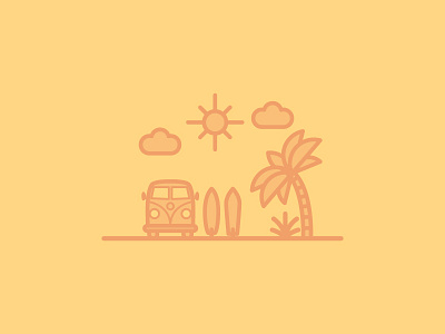 Summer camper coast holiday icon ocean sea seaside summer surf tropical