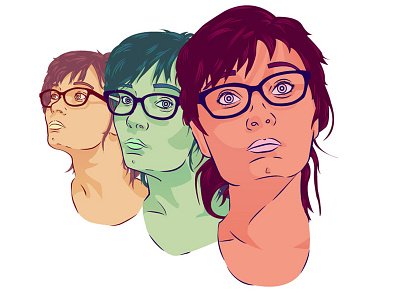 Face Sketch Experiment colorblocking experiment face illustration line pentool portrait selfie vector
