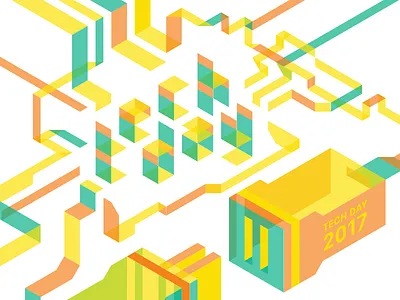 Tech Day 2017 for branding conference design graphic design isometric typography