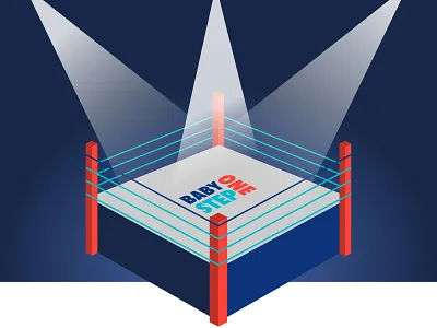 "Knock Out Baby Step One" baby steps battle boxing fighter icon illustration knockout round tko vector