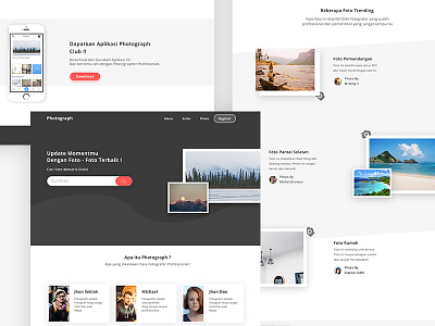 Photgraph fotografer interface landing page photograph user web website