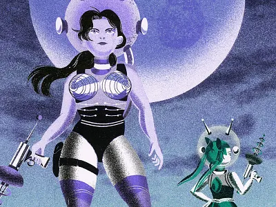Galaxy Gals astro astronaut cosmic cosmos galaxy moon outer space risograph scifi space fun toronto universe