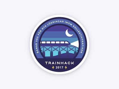 Hackathon logotype and badge badge blue emblem flat hackathon layer night print shades sticker train trainhack