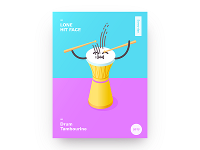 Hit face colour drum drums flat illustration isometric