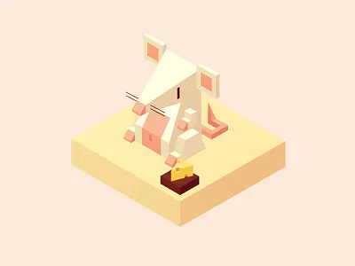 Day 1: Maëlis - the Mouse challenge cute illustration isometric low poly mouse zodiac