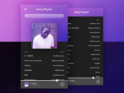 Daily Playlist UI daily design gradient interface music player playlist sketch ui