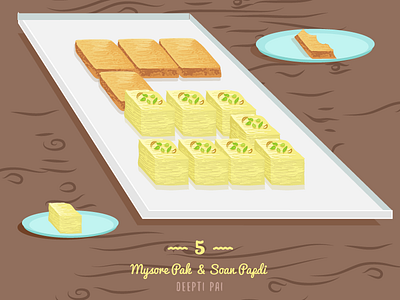 5 ~ Mysore Pak & Soan Papdi 36day 5 @36daysoftype adobe amithaiaday designmilk designspiration food graphicdesigncentral heritage illustration india theydrawandcook