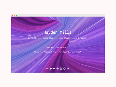 Summer '17 Redesign - haydmills.com blog hayden mills haydmills medium personal site personal website portfolio space vortex website redesign