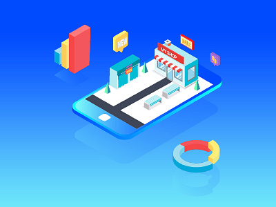 Ecommerce Shop Analytics Illustration analytics colors design illustration isometric mobile ui ux